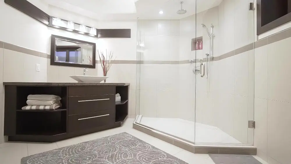 Completed bathroom remodel with modern finishes